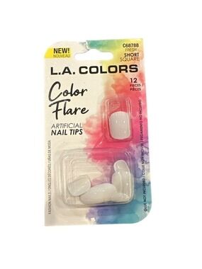 L.A. Colors Color Flare Artificial Nail Tips Short Square & NUCOLOR Nail Tabs